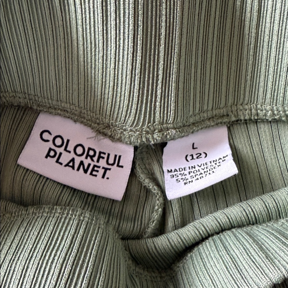 Green Ribbed Pants - Picture 3 of 3